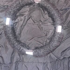Black fuzzy bling car steering wheel cover